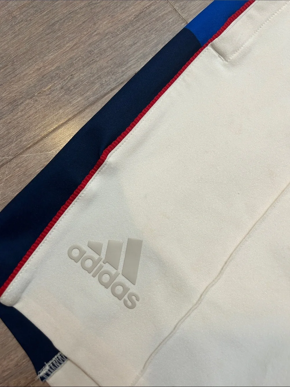 adidas Men’s Cream Athletic Shorts with Navy, Blue and Gold Panels